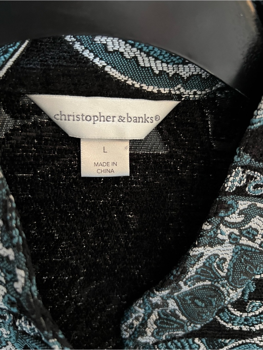 Christopher & Banks Teal and Black Jacquard Blazer